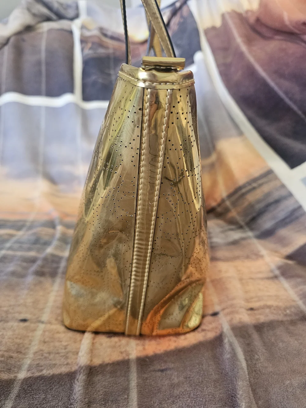 kate spade Metallic Gold Perforated Patent Tote